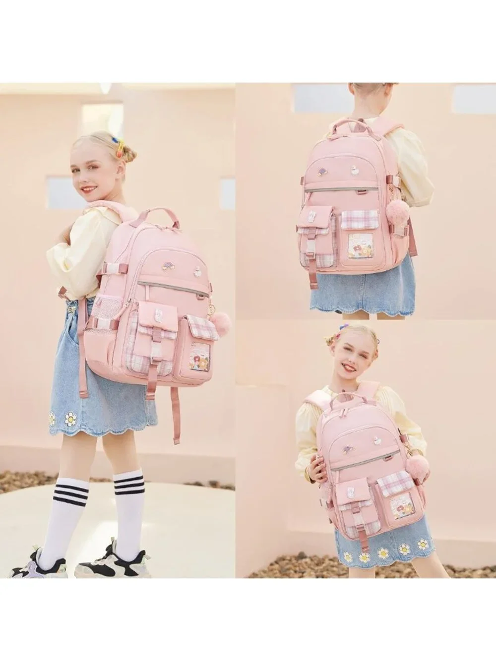 Stylish Pink Backpack for Girls - 15.6